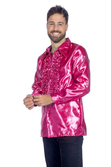 Disco Blouse Ruches Fuchsia van Wilbers & Wilbers koop je bij Partywinkel