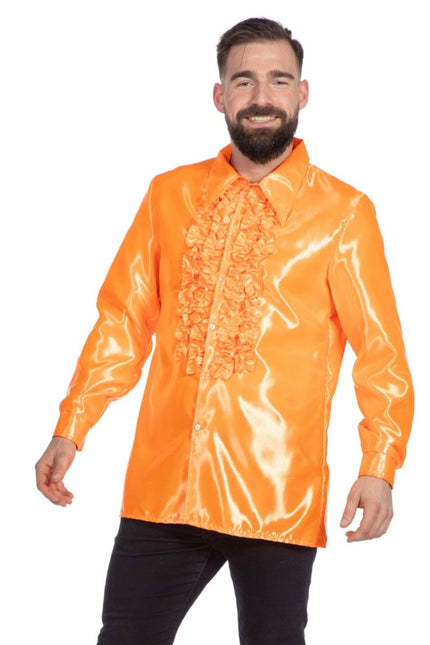 Disco Blouse Ruches Oranje van Wilbers & Wilbers koop je bij Partywinkel