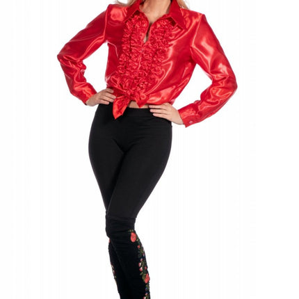 Disco Blouse Ruches Rood van Wilbers & Wilbers koop je bij Partywinkel