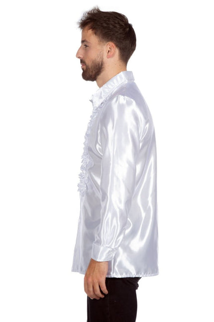 Disco Blouse Ruches Wit van Wilbers & Wilbers koop je bij Partywinkel