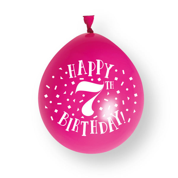 10 sztuk balonów lateksowych Happy 7th Birthday 23 cm