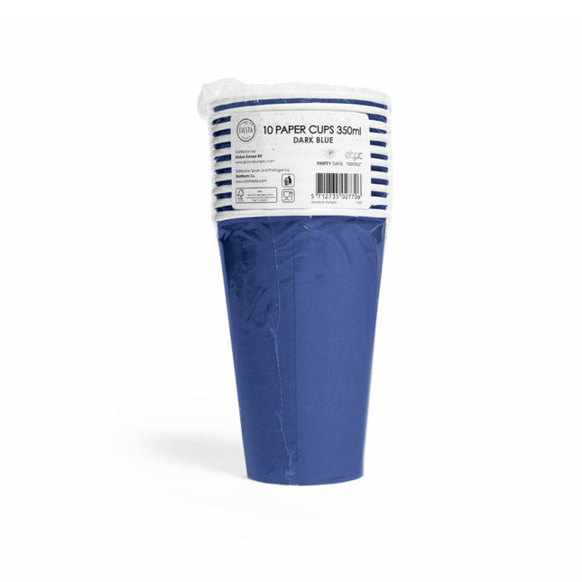 Donkerblauwe Bekers Papier 350ml 10st van WeFiesta koop je bij Partywinkel