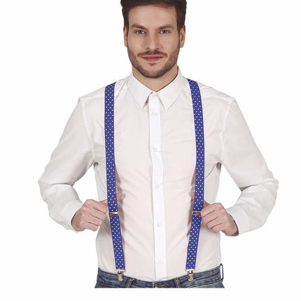 Donkerblauwe Bretels Stippen van Fiestas Guirca koop je bij Partywinkel