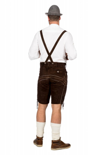 Donkerbruine Lederhose Heren Kort van Wilbers & Wilbers koop je bij Partywinkel