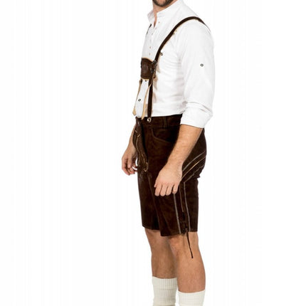 Donkerbruine Lederhose Heren Kort van Wilbers & Wilbers koop je bij Partywinkel