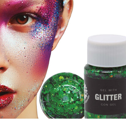 Donkergroene Glitter Gel 20g van Fiestas Guirca koop je bij Partywinkel
