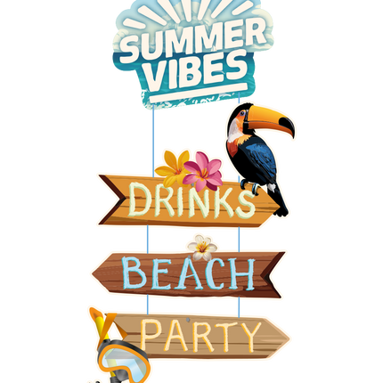 Kolorowy szyld na drzwi Summer Vibes 60 cm