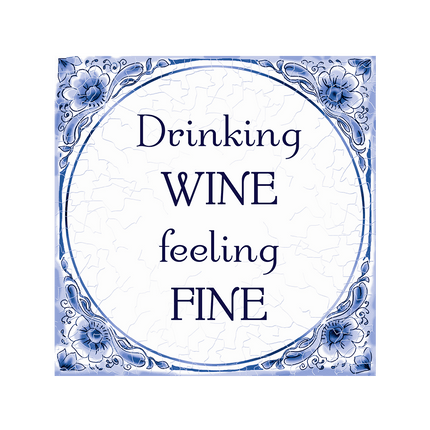 Drinking Wine Delftsblauw Tegel - Partywinkel - 8716764247323