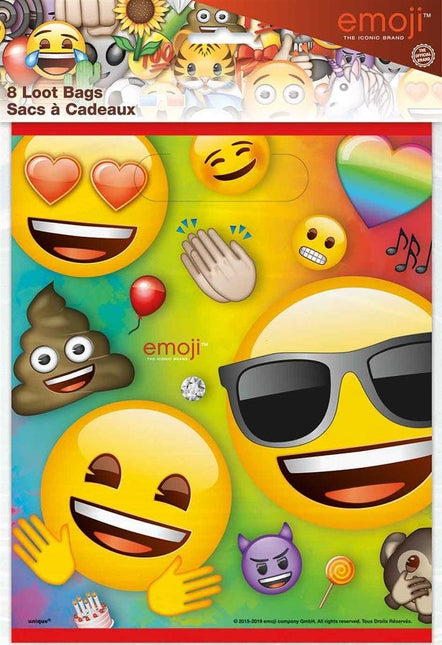 Emoji Uitdeelzakjes 23cm 8st van Unique koop je bij Partywinkel