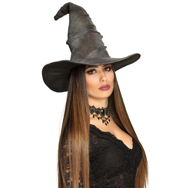 Halloweenowy kapelusz czarownicy szary