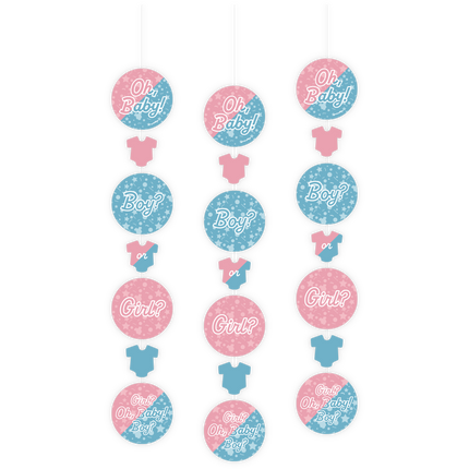 Dekoracja wisząca Gender Reveal 14cm 3szt.
