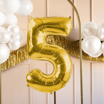 Balon z figurką na 5 lat złoty pusty 72 cm