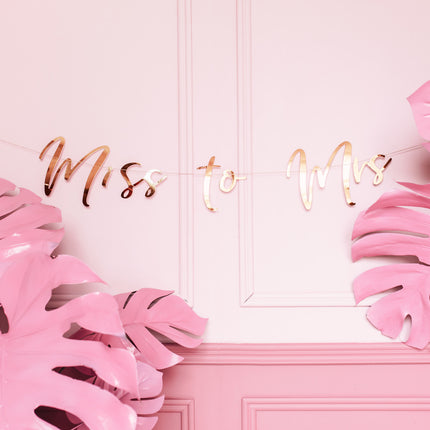 Wianek ślubny Miss to Mrs, różowe złoto 76 cm