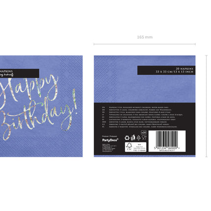 Serwetki Happy Birthday Blue 33cm 20szt