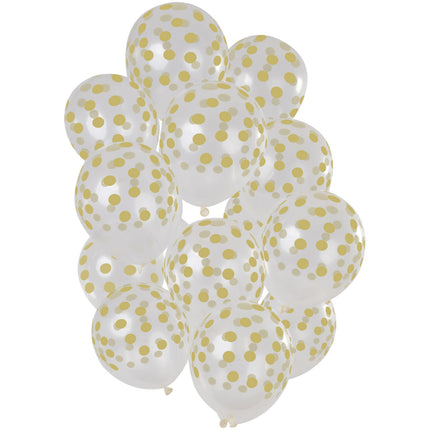 Balony Kropki Złote 30cm 15szt