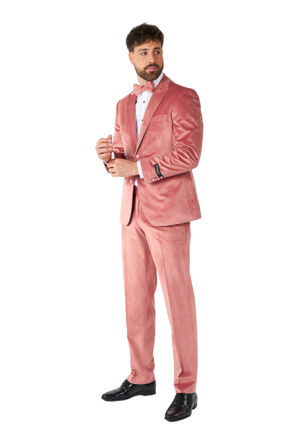 Jasnoróżowy aksamitny smoking męski <tc>OppoSuits</tc>