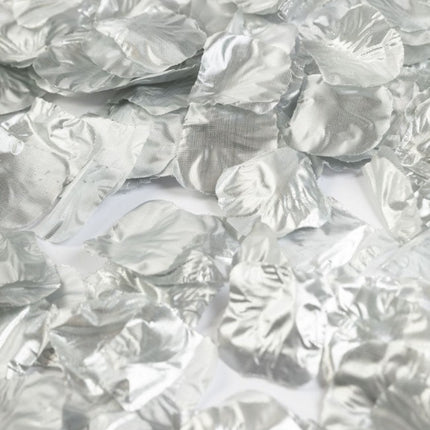 Srebrne płatki róż metaliczne 144szt