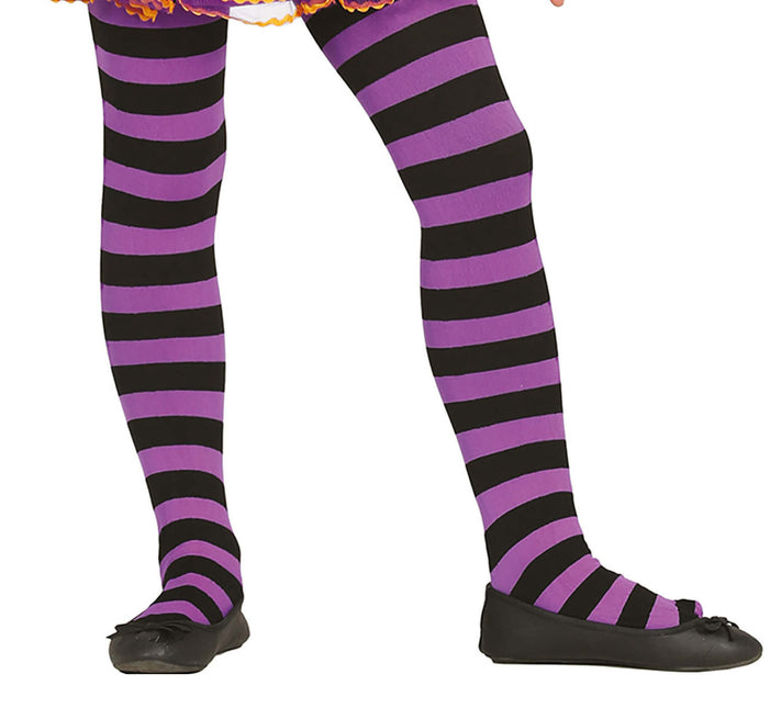 Fioletowe legginsy dziecięce w paski