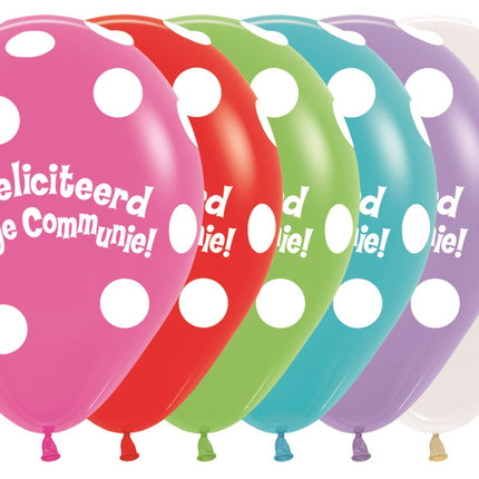 Balony komunijne Polka Dots Mix 30cm 50szt