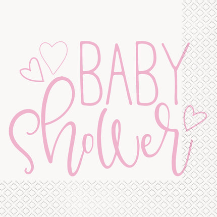 Serwetki na baby shower różowe 16szt