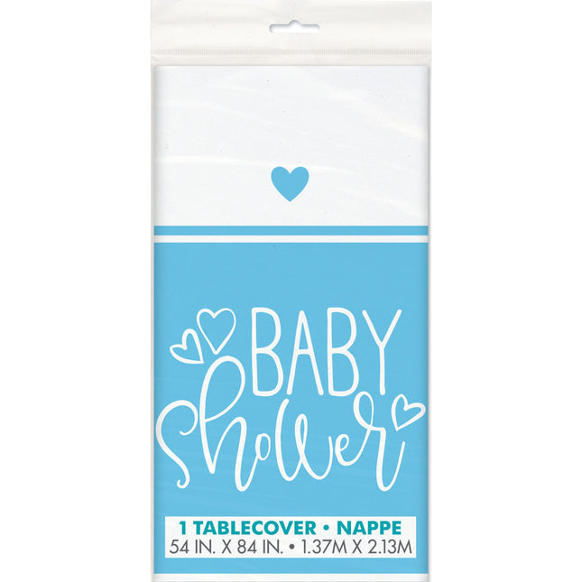 Obrus na baby shower niebieski 2,13 m