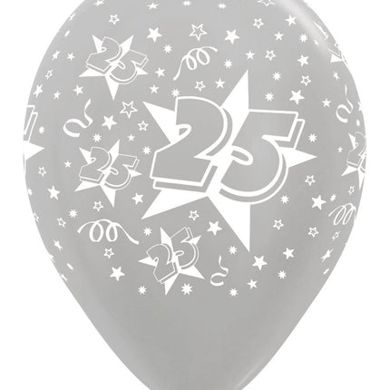 Balony Numer 25 Srebrne 30cm 25szt