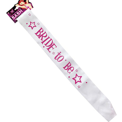 Biało-różowa szarfa dla panny młodej