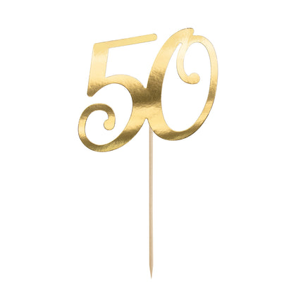 Topper na tort 50 lat złoty 20,5 cm