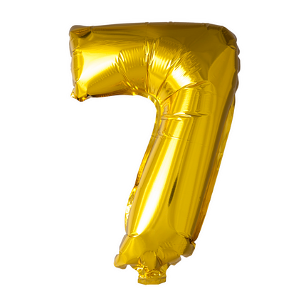 Balon foliowy Figurka 7 złoty 41 cm ze słomką
