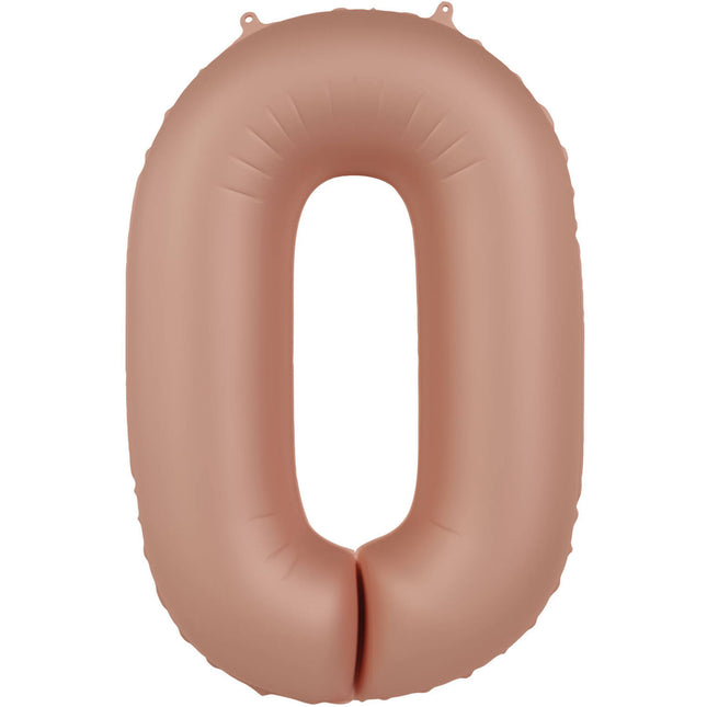 Balon z figurką 0 lat różowe złoto mat 86 cm