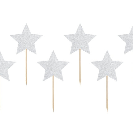 Nakładki na babeczki Star Silver 6szt