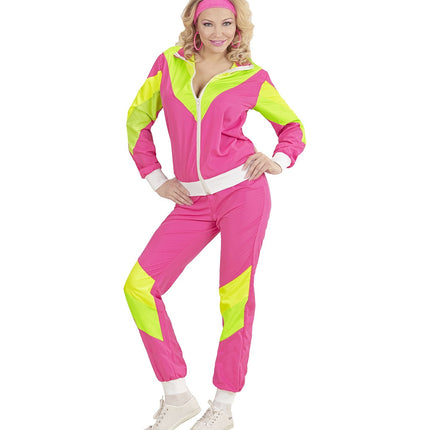 Neonowy dres 80S Wadliwy zielony różowy