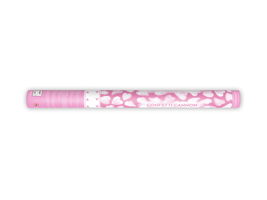 Konfetti Cannon Hearts White 60cm