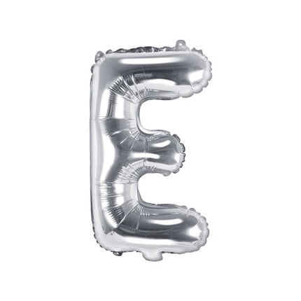 Balon foliowy litera E srebrny pusty 35cm