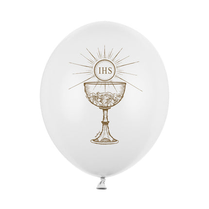 Balony komunijne białe 30cm 6szt
