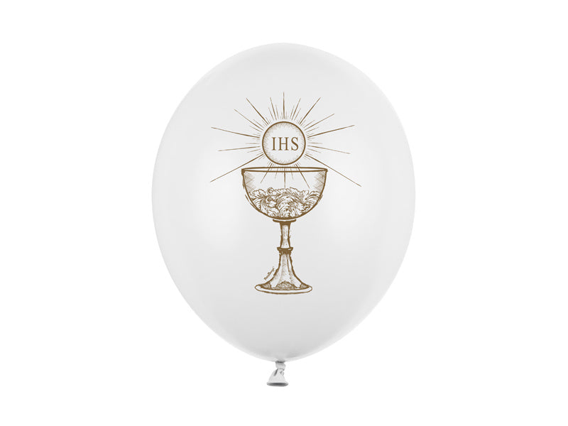 Balony komunijne białe 30cm 6szt