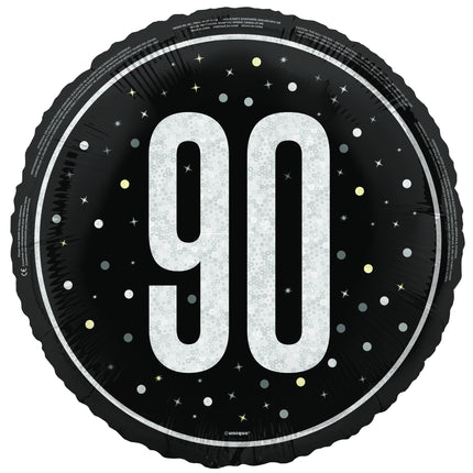 Balon helowy na 90 lat czarny pusty 45 cm