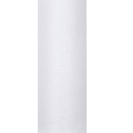 Biały tiul w rolce z brokatem 15cm 9m