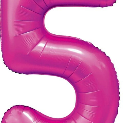 Balon z numerem fuksja 5 lat, połysk 86 cm