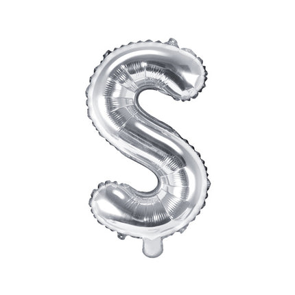 Balon foliowy litera S srebrny pusty 35cm