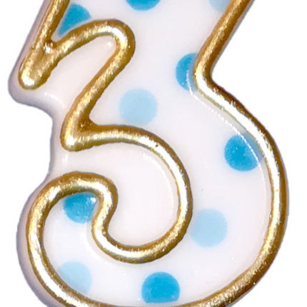 Świeczka 3 lata Niebieskie kropki 8,5 cm