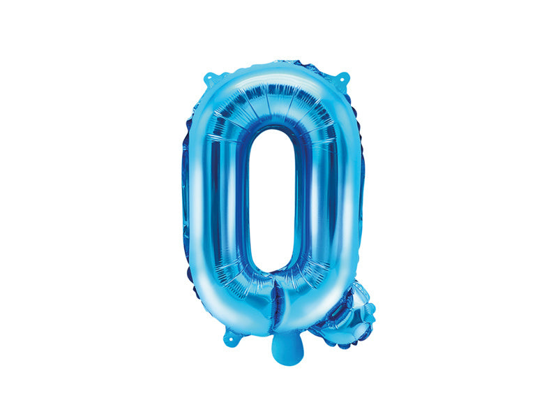 Balon foliowy litera Q niebieski pusty 35 cm