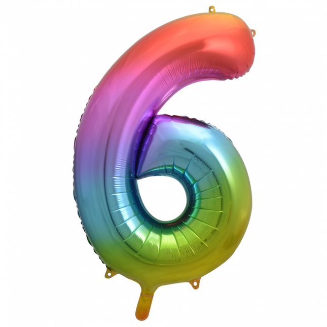 Balon foliowy Figurka 6 Rainbow XL 86cm pusty