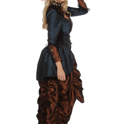 Niebieska sukienka steampunkowa