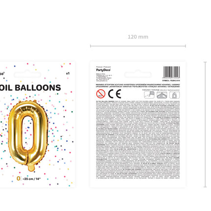 Balon foliowy litera O złoty pusty 35cm