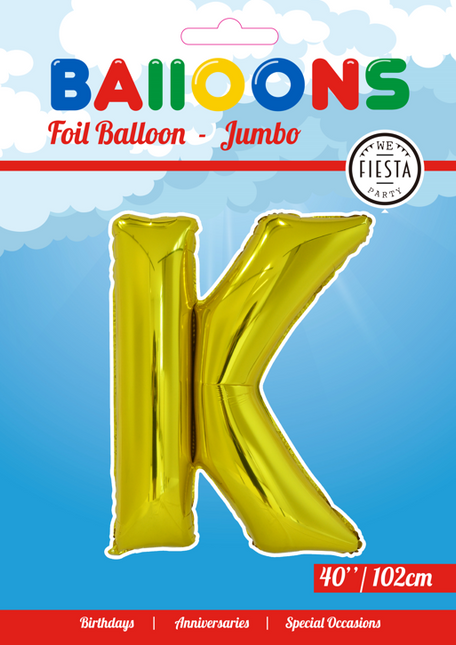 Balon foliowy litera K złoty XL 102cm pusty