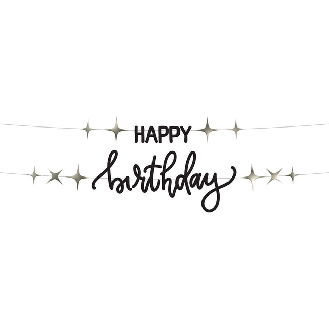 Girlanda Happy Birthday Letter Black 1,5 m