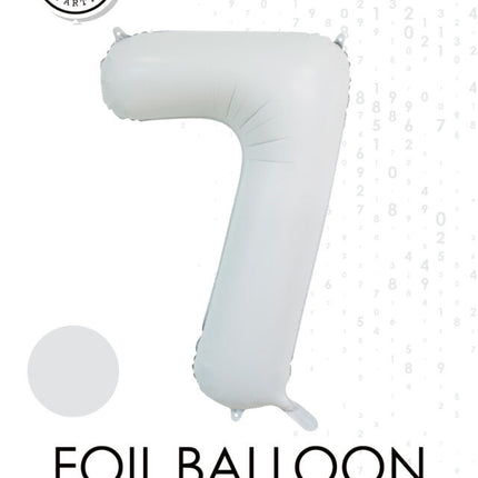 Balon z białą figurką 7 lat, połysk 86 cm