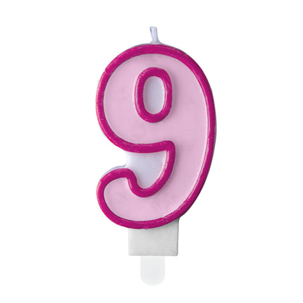 Świeca 9 lat różowa 7 cm