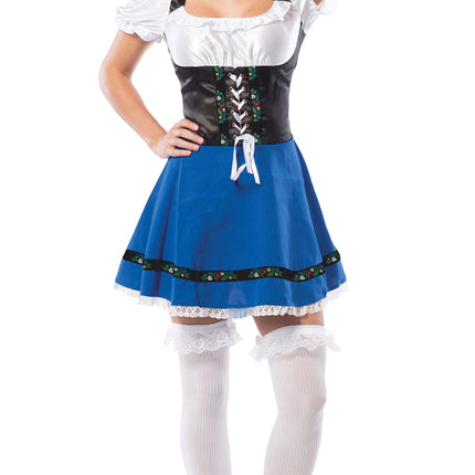 Dirndl Dress Oktoberfest Blue White Bow